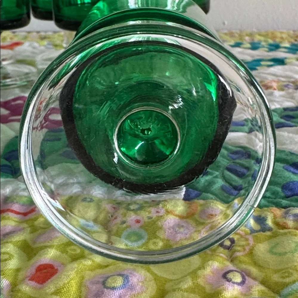 Vintage 1970s Luminarc Cavalier Green Footed Sherry Glasses, Set of 6, France